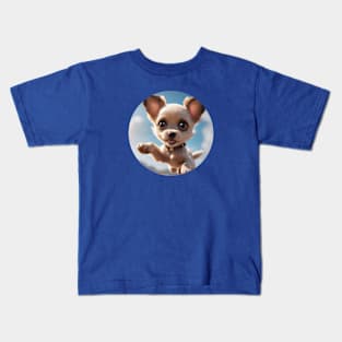 Cute Big Eyed Puppy Running With Excitement Kids T-Shirt